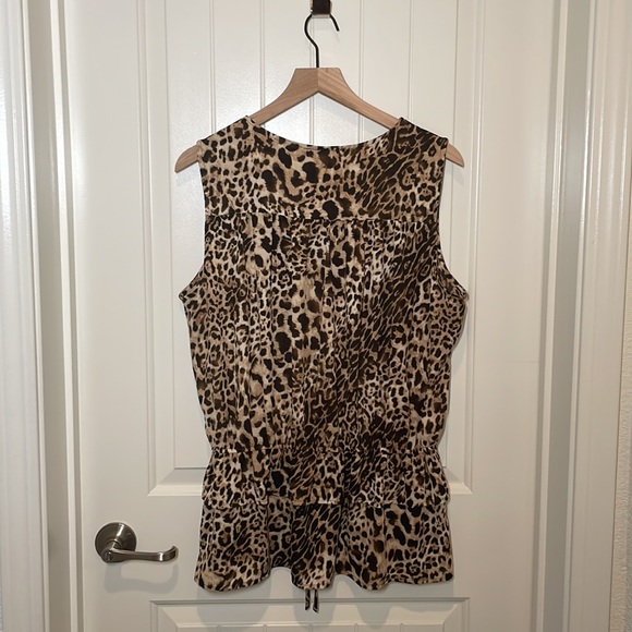 Pleione leopard print sleeveless tulip blouse women’s size XL - Picture 4 of 9